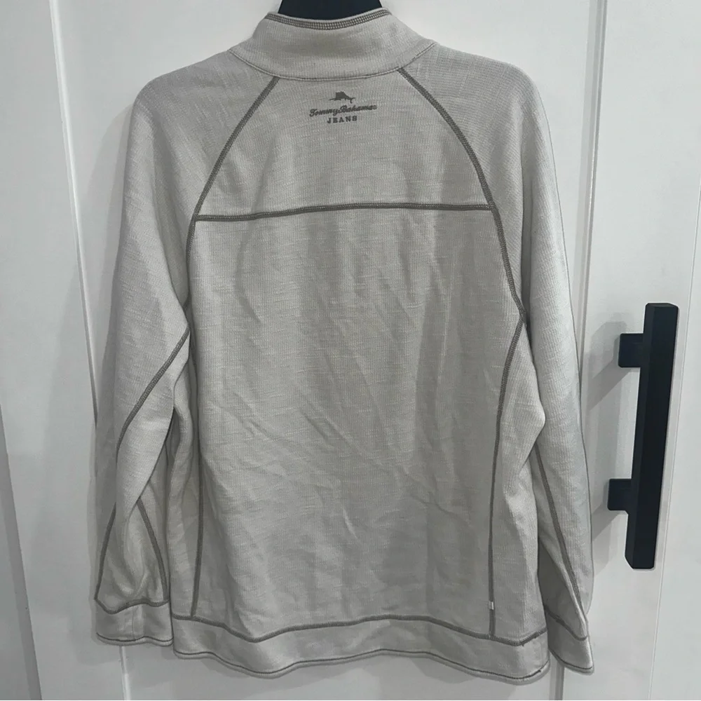 Tommy Bahama Flipshore Reversible 1/4 Zip Pullover Sweatshirt Oatmeal L